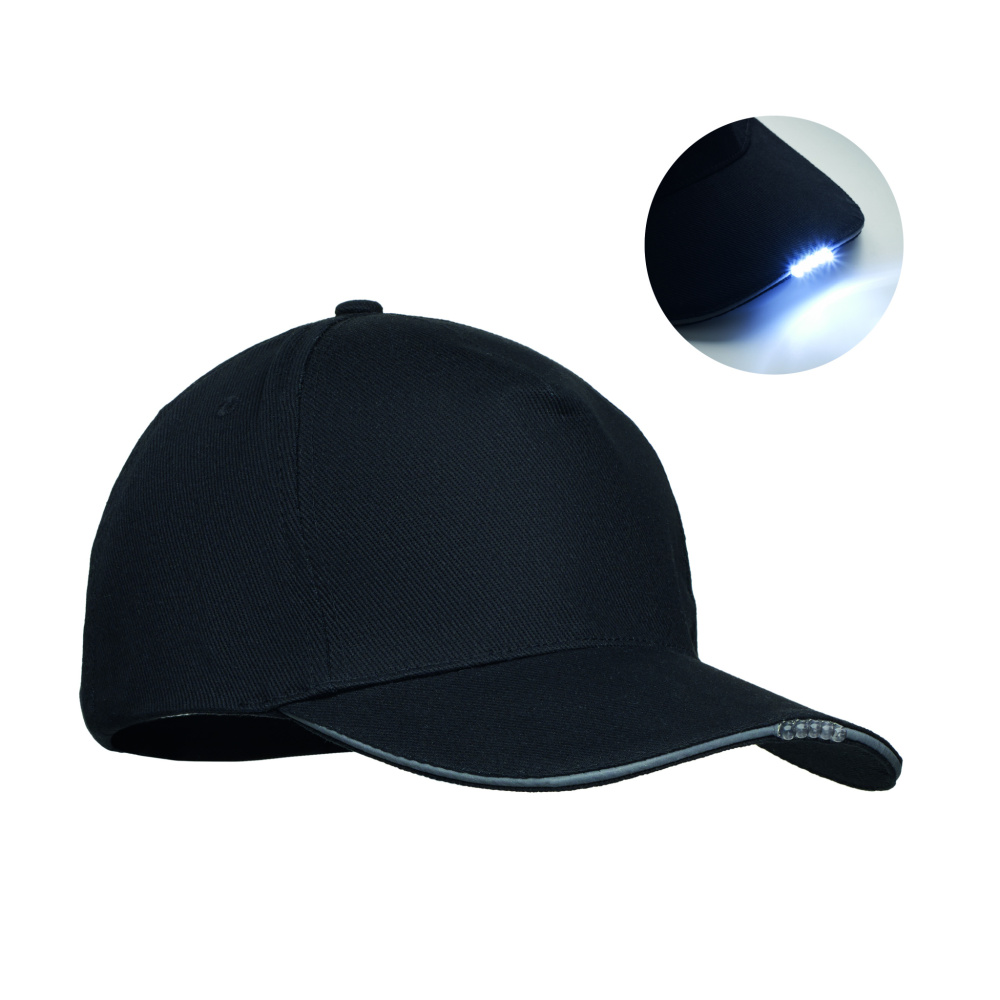 Logo trade ärikingi pilt: LUZCAP 5 paneeliga LED puuvillane müts 220gr/m²