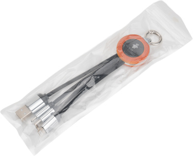 Logo trade firmakingi pilt: 4-ühes kaabel puidust korpuses helendava logoga