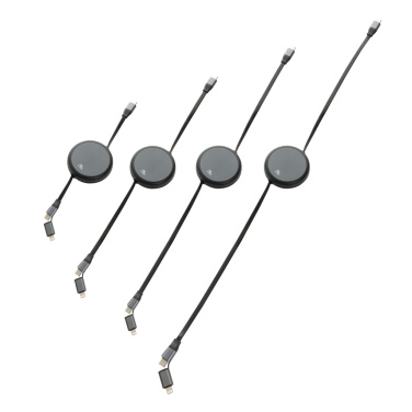 Logotrade reklaamtoote foto: Terra RCS alumiiniumist sissetõmmatav 240W 2-in-1 kaabel