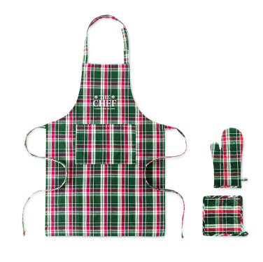 Logo trade ärikingituse pilt: Ruuduline puuvillane köögikomplekt