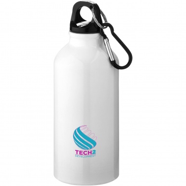 Logotrade liikelahjat mainoslahjat tuotekuva: Oregon 400 ml:n RCS-sertifioitu kierrätetty alumiininen vesipullo karabiinikoukulla