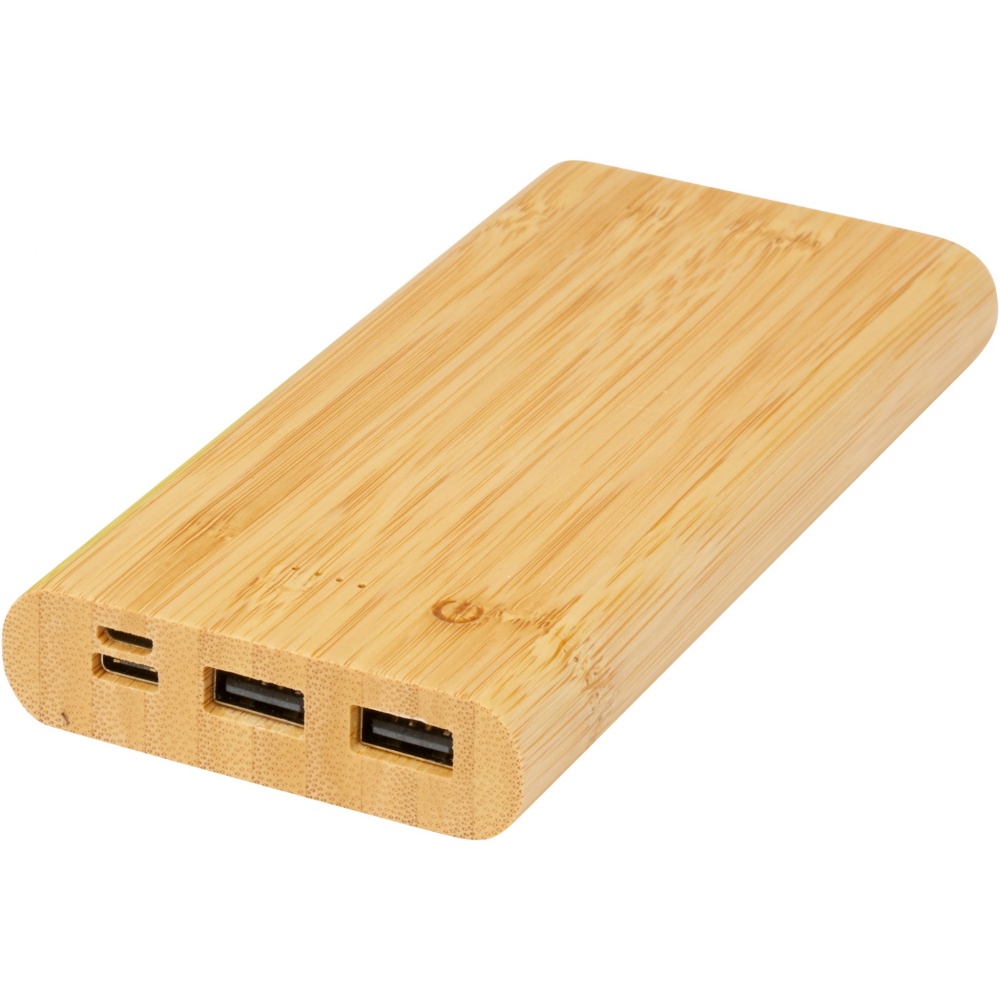 Logo trade mainoslahja kuva: Tulda-varavirtalähde, 10,000 mAh, bambua