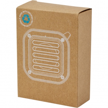 Logo trade mainostuotet tuotekuva: Solo 3 W:n IPX5 RCS -kierrätetystä muovista valmistettu, aurinkoenergialla toimiva Bluetooth®-kaiutin jousihaalla 