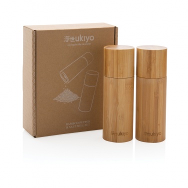 Logo trade mainostuote kuva: Ukiyo bambuinen suola- ja pippurimyllysetti