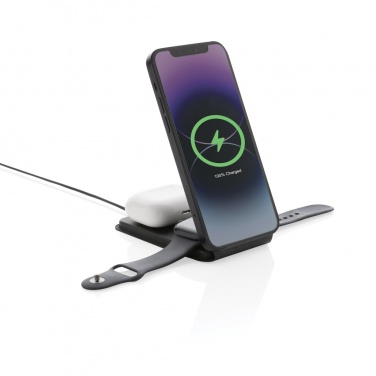 Logotrade liikelahjat mainoslahjat tuotekuva: Swiss Peak RCS rePU 15W 3-in-1 magneettinen langaton laturi