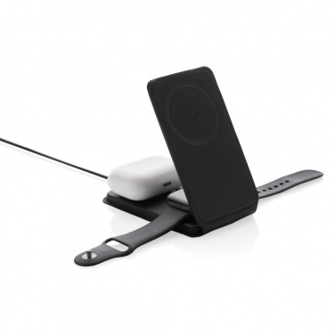 Logotrade liikelahjat mainoslahjat tuotekuva: Swiss Peak RCS rePU 15W 3-in-1 magneettinen langaton laturi