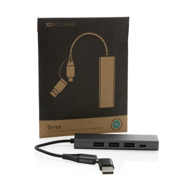 Logo trade liikelahjat mainoslahjat kuva: Terra RCS alumiininen USB-hub 3 portilla
