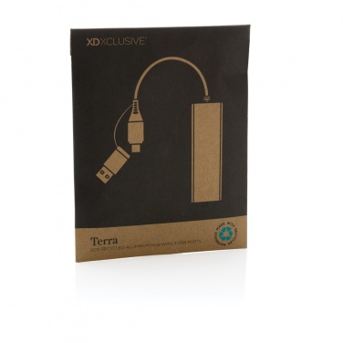 Logotrade liikelahja tuotekuva: Terra RCS alumiininen USB-hub 3 portilla