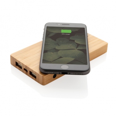 Logotrade liikelahja mainoslahja kuva: Bamboo 4000 mAh:n langaton 5W varavirtalähde