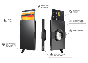 Logotrade mainoslahja tuotekuva: RFID-luottokorttikotelo, jossa on pidike AirTagille 2163108