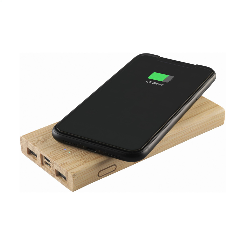 Logotrade mainoslahjat ja liikelahjat tuotekuva: Bamboo 8000 Wireless Powerbank langaton laturi