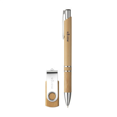 Logotrade mainoslahja tuotekuva: Bamboo Connect -lahjasetti 8 Gt