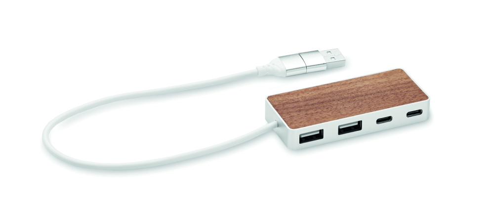 Logo trade mainoslahja ja liikelahja tuotekuva: USB-keskitin 4 porttia 27,5 cm