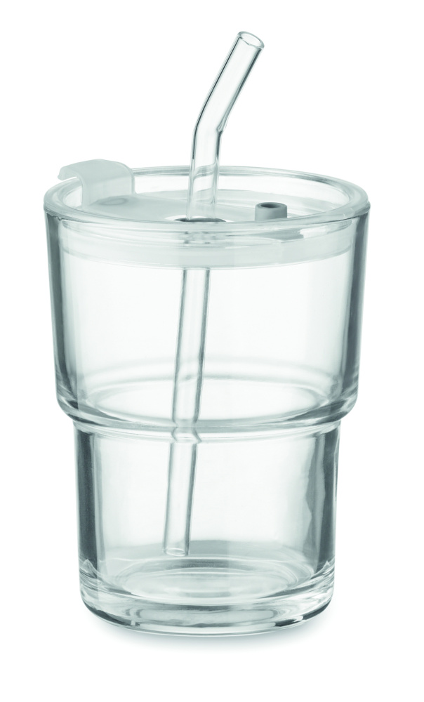 Logo trade mainostuote kuva: Lasipullo pillillä 400ml