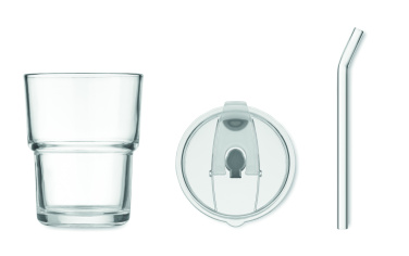 Logotrade liikelahjat mainoslahjat tuotekuva: Lasipullo pillillä 400ml