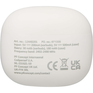 Logo trade mainoslahja kuva: Alterf kierrätysmuovista valmistetut langattomat True Wireless Bluetooth® -kuulokkeet silikonisilla korvasovittimilla