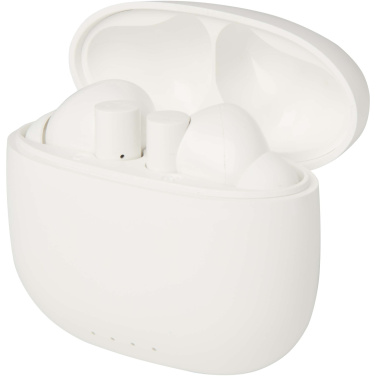 Logotrade mainoslahja tuotekuva: Alterf kierrätysmuovista valmistetut langattomat True Wireless Bluetooth® -kuulokkeet silikonisilla korvasovittimilla