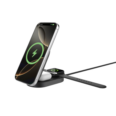 Logo trade mainoslahja ja liikelahja tuotekuva: Quantum ultra-nopea 3-in-1 25 W taitettava langaton laturi