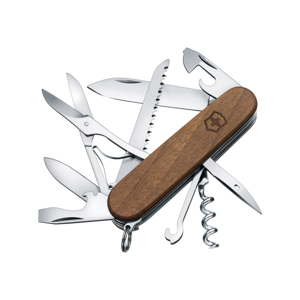 Logo trade liikelahja kuva: VICTORINOX-taskuveitsi Huntsman Wood, 13 toimintoa