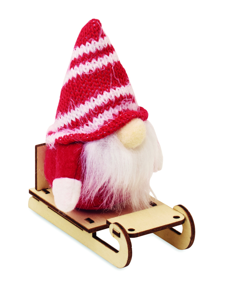 Logotrade mainoslahjat kuva: Tonttu puisella reellä