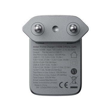 Logo trade mainostuote kuva: Anker Prime -laturi (100 W, 3 porttia, GaN)