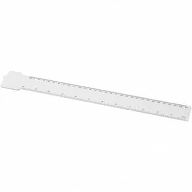 Logotrade reklaminiai produktai nuotrauka: Tait 30 cm namo formos perdirbto plastiko liniuotė
