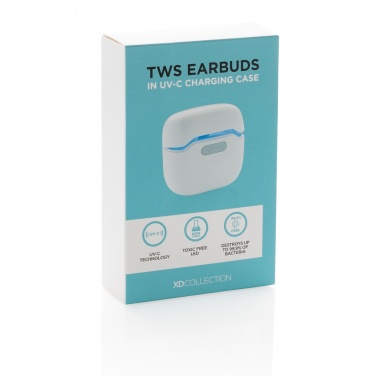 Logotrade reklaminės dovanos nuotrauka: TWS ausinės UV-C sterilizuojančiame įkrovimo dėkle