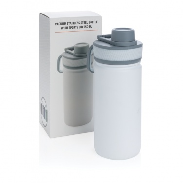 Logotrade reklaminiai produktai nuotrauka: Vakuuminis nerūdijančio plieno buteliukas su sportiniu dangteliu 550ml