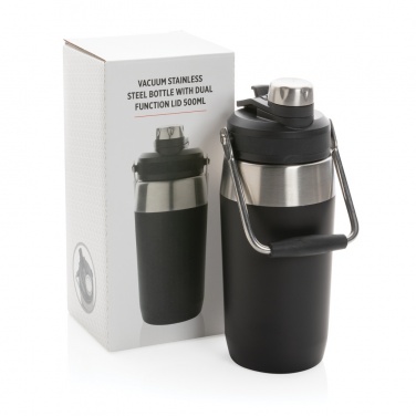 Logotrade reklaminiai produktai nuotrauka: Vakuuminis nerūdijančio plieno dviejų funkcijų butelis su dangteliu 500 ml