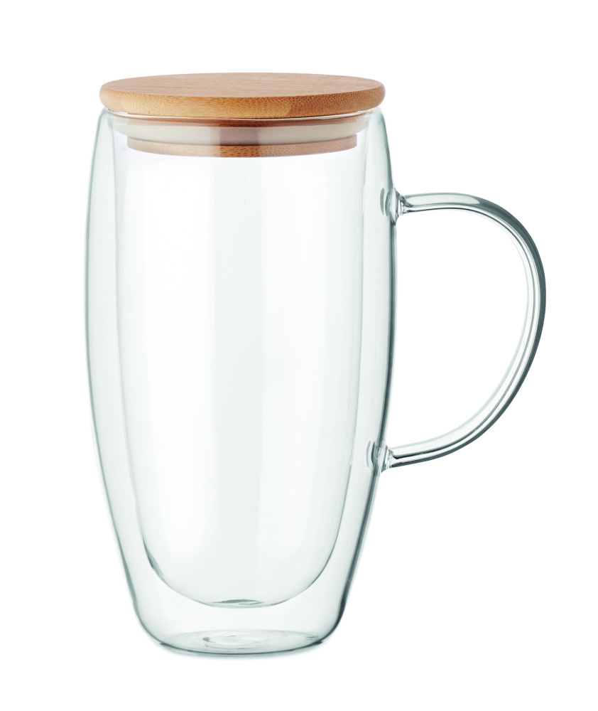 Logotrade reklaminės dovanos nuotrauka: Dvigubos sienelės stiklinis puodelis 450 ml