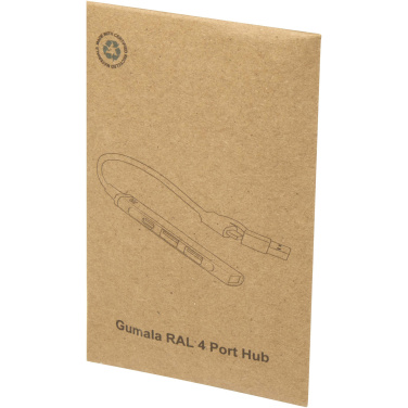 Logotrade reklaminės dovanos nuotrauka: „Alkaid“ 4 prievadų perdirbto aliuminio USB-A ir C tipo šakotuvas su dviguba įvestimi