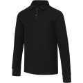 Zeus ilgomis rankovėmis unisex polo marškinėliai su pusiniu užtrauktuku, Juoda