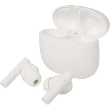 Logotrade reklaminės dovanos nuotrauka: „Alterf“ perdirbto plastiko „True Wireless Bluetooth®“ ausinės su silikoniniais ausų antgaliais