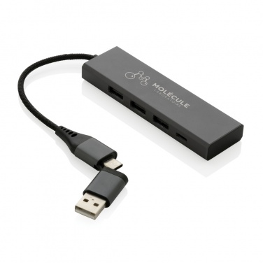 Logotrade ziemassvētku dāvanas foto: Terra RCS pārstrādāta alumīnija centrmezgls ar 3 USB pieslēgvietām