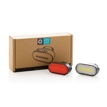 Logotrade biznesa dāvanas foto: Lumino RCS otrreizēji pārstrādāta plastmasas USB atkārtoti uzlādējams velosipēda lukturu komplekts