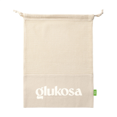 Logotrade biznesa dāvanas foto: Natura Organic GOTS tīkla maisiņš (120 g/m²) augļu maisiņš
