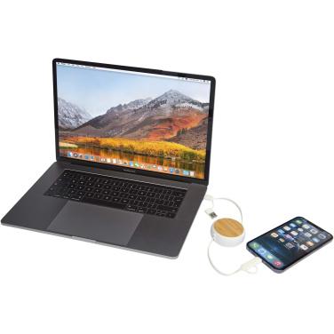 Logotrade korporatīvās dāvanas foto: Chechia 5-in-1 pārstrādāta plastmasas 100 cm izvelkama datu sinhronizācija un 45 W ātrās uzlādes kabelis