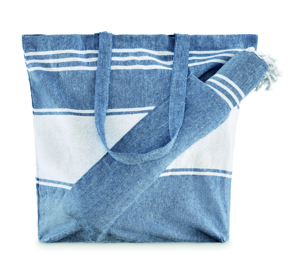 Logotrade ziemassvētku dāvanas foto: Pludmales soma ar hammam dvieli
