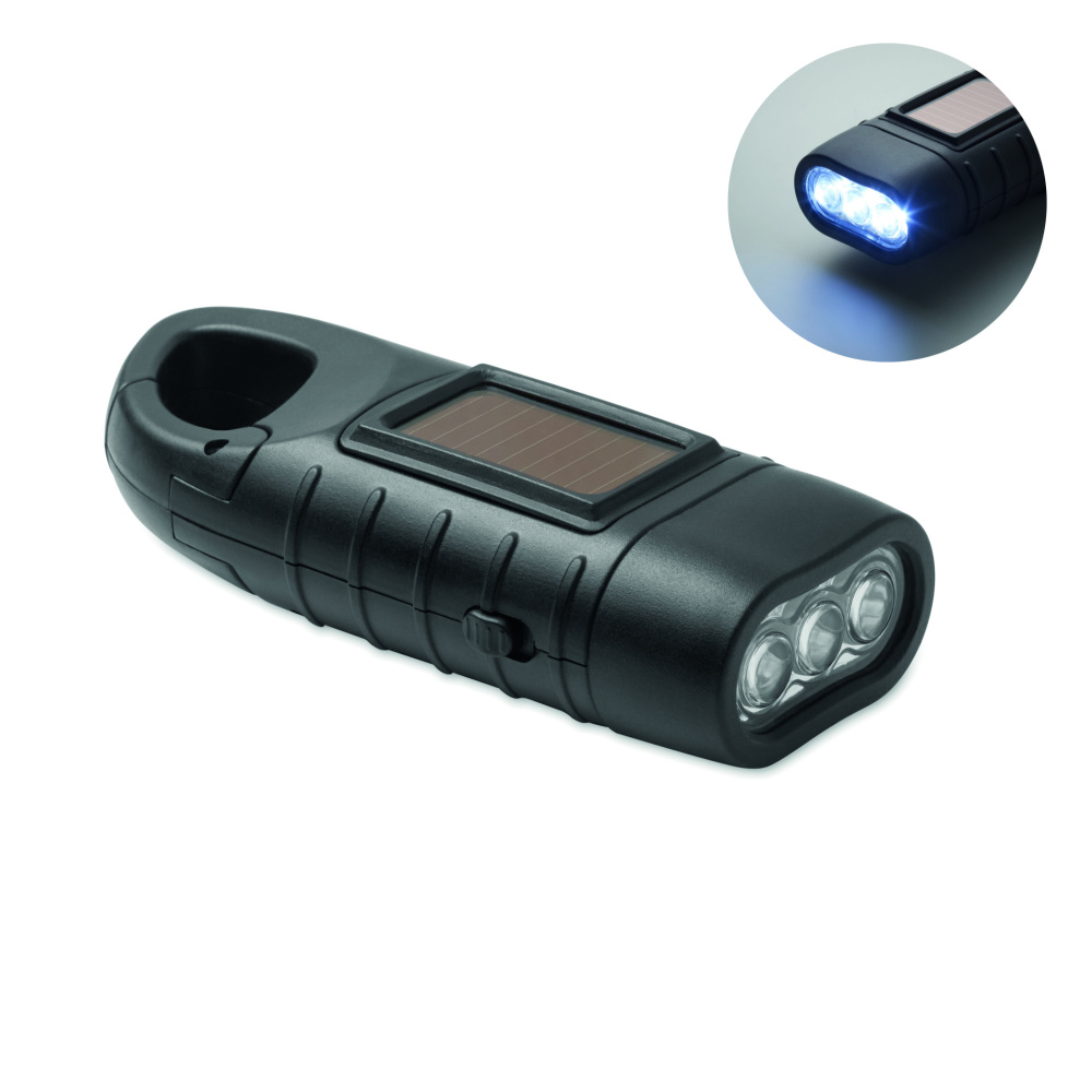 Лого трейд pекламные cувениры фото: Solar torch with dynamo crank