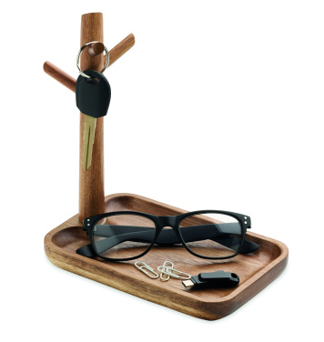 Лого трейд бизнес-подарки фото: Acacia wood key tray holder