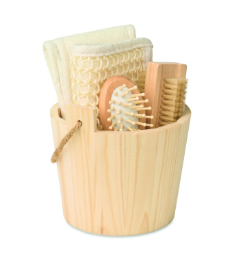 Логотрейд pекламные cувениры картинка: Bath gift set in wooden bucket