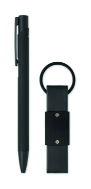 Логотрейд pекламные подарки картинка: Ball pen & PU Keyring set
