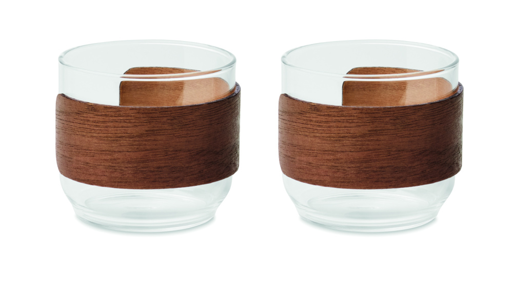 Логотрейд pекламные подарки картинка: Coffee glass set walnut grip