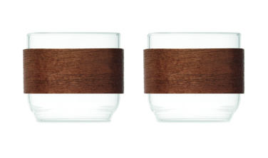 Логотрейд pекламные подарки картинка: Coffee glass set walnut grip