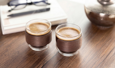 Логотрейд pекламные подарки картинка: Coffee glass set walnut grip