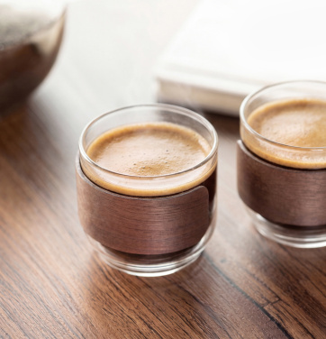 Лого трейд pекламные подарки фото: Coffee glass set walnut grip