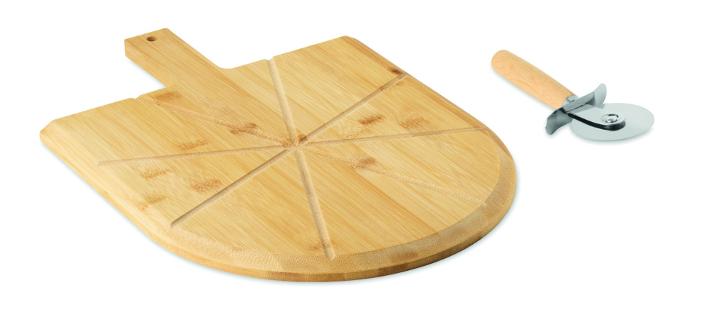 Лого трейд бизнес-подарки фото: Bamboo pizza board & cutter
