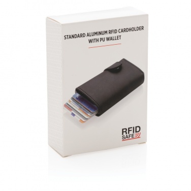 Logotrade kampanjprodukter bild: Standard aluminium RFID korthållare med PU plånbok