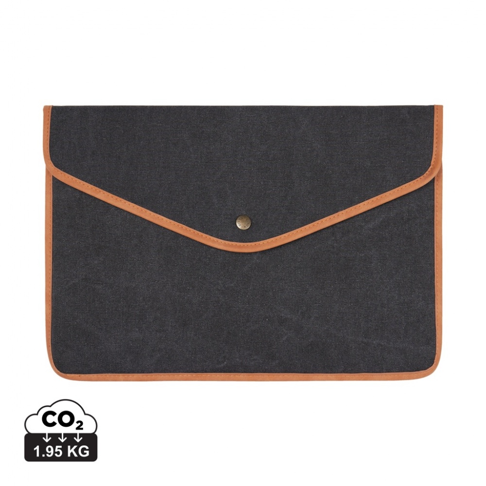 Logotrade profilprodukter bild: "VINGA Bosler GRS återvunnen canvas 16"" laptopfodral"
