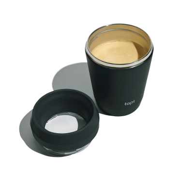 Logotrade profilreklam bild: Topl To Go-glas i återvunnet stål Patenterat 360-lock 235 ml